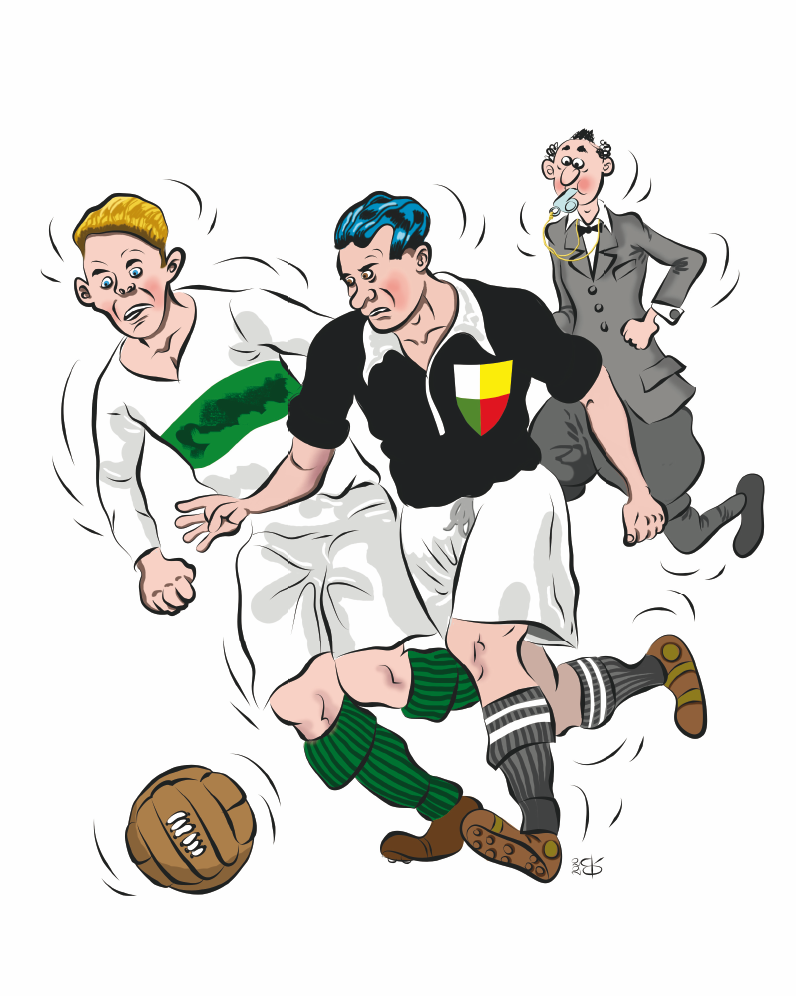 Alt Dva hráči fotbalu v souboji o míč - ilustrace